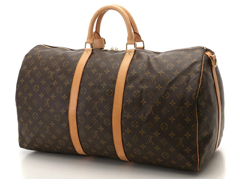 Louis Vuitton Monogram Bag Keepall Boston Bandouliere Travel SS Brown